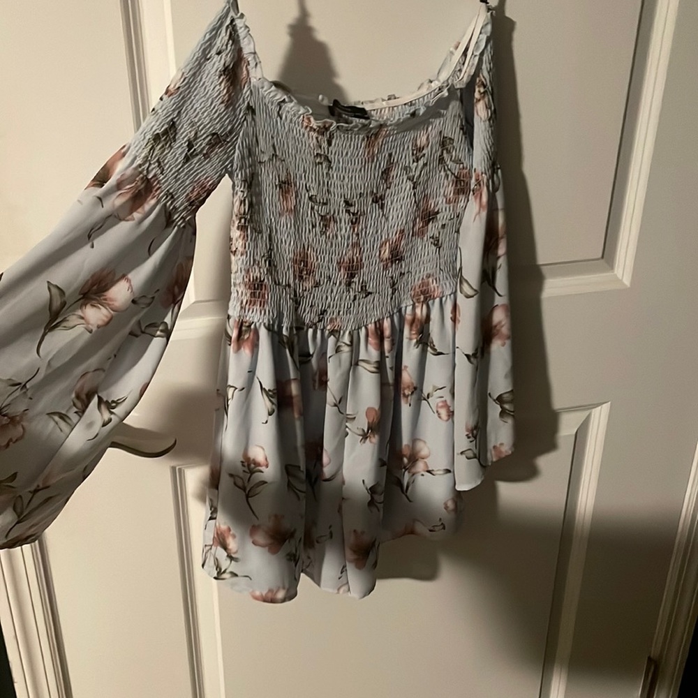 Blue Floral Off-Shoulder romper